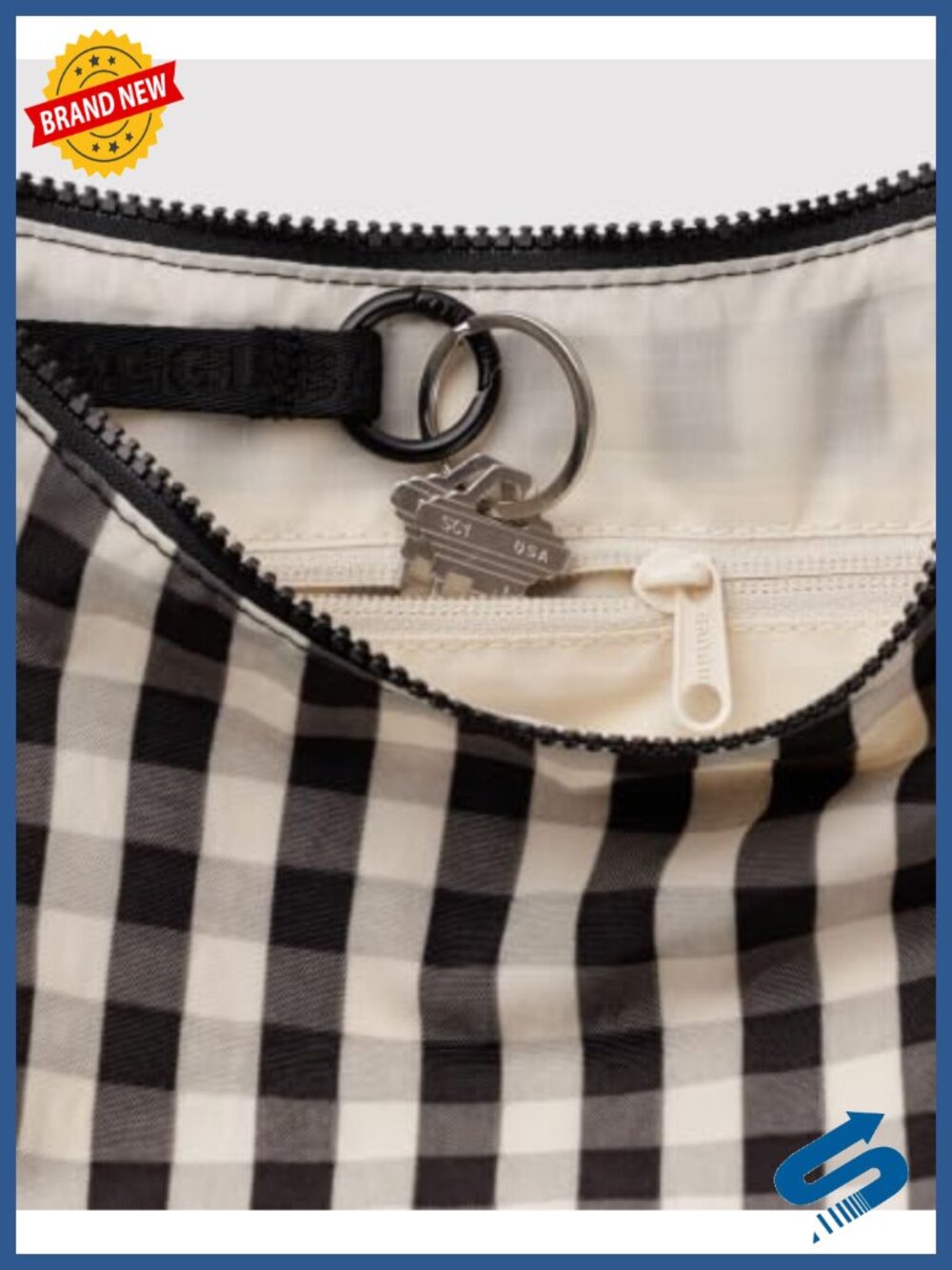 BAGGU Medium Nylon Crescent Bag - Hobo Crossbody, Machine Washable - Picture 2 of 3